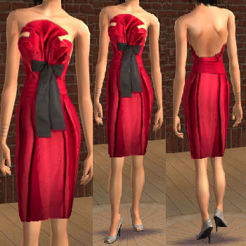  The Sims 2. Женская одежда: выходной костюм - Страница 9 3491_redgathered_dress_withbow