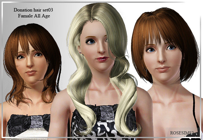 The Sims 3: женские прически.  Rosesims3_hairset003-1