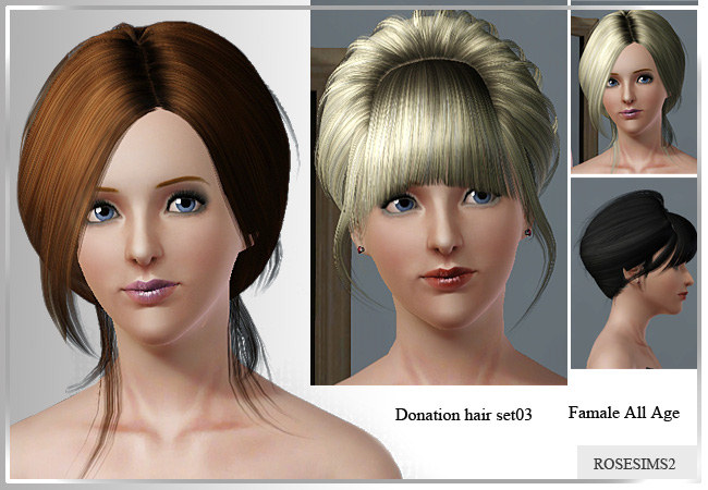 The Sims 3: женские прически.  Rosesims3_hairset003-2