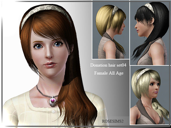 The Sims 3: женские прически.  Rosesims3_hairset004-3